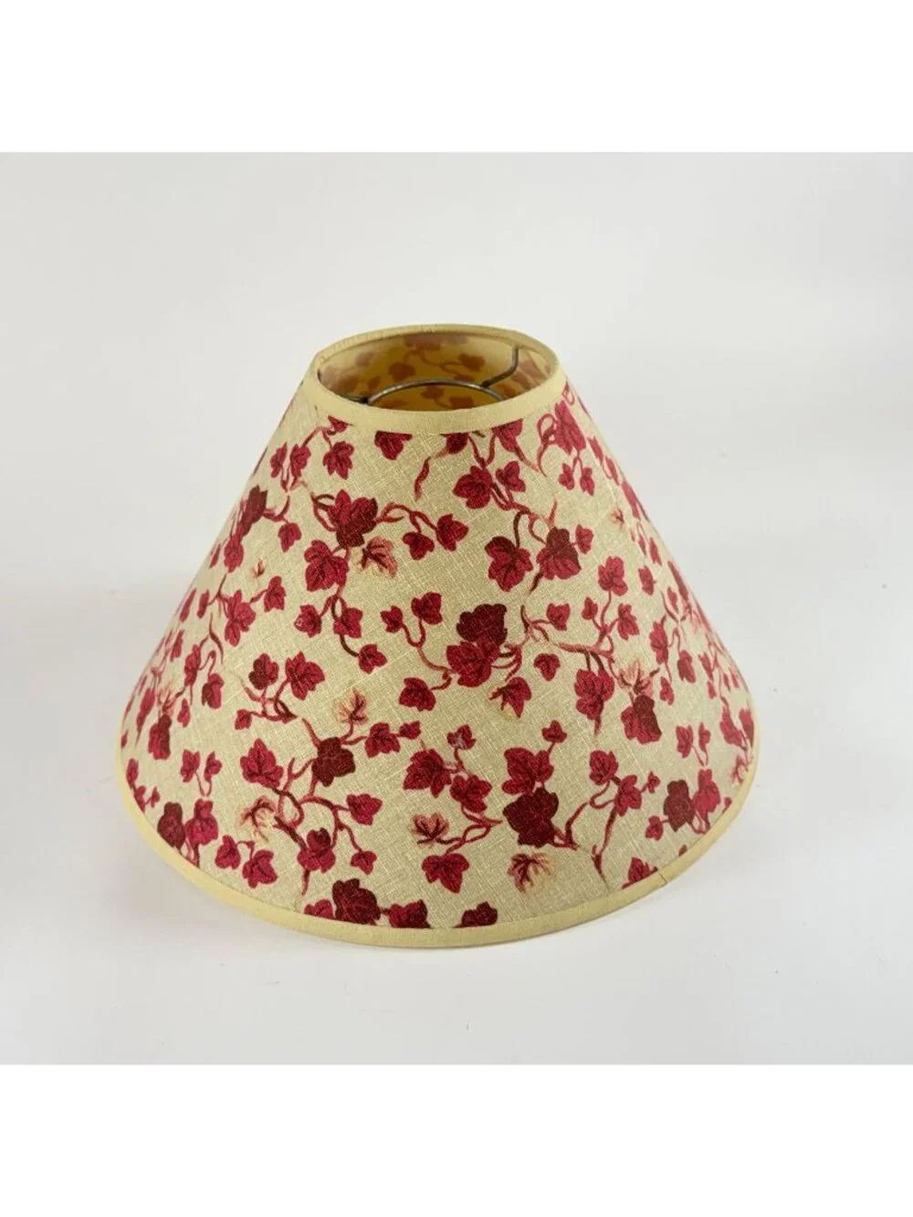 Vintage Floral Lamp Shade Beige & Red Fabric Bell Shape Stylish